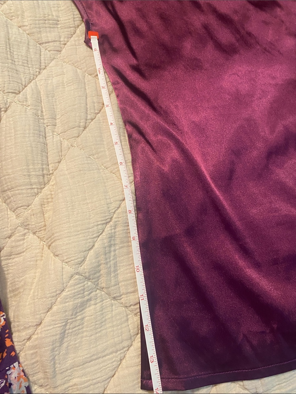 Amazon Satin One-Shoulder Bow Cowl Neck Top in Plum - Picture 5 of 11